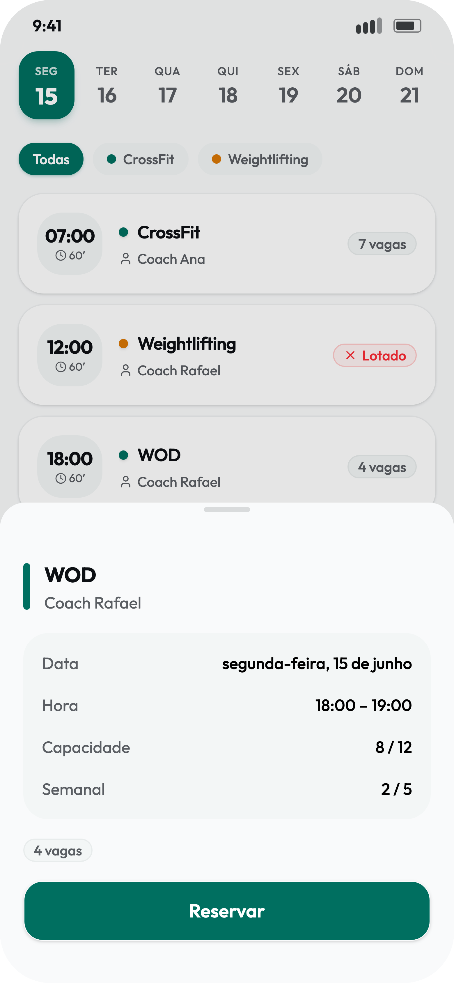Ecrã de entrada da app Vaga num telemóvel